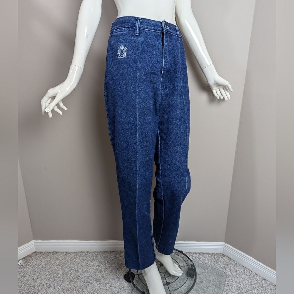 High waisted vintage denim, dark wash jeans mom jeans, 70s 80s